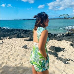 Lucy Paris The Ashley Romper in Tropical Greens size S